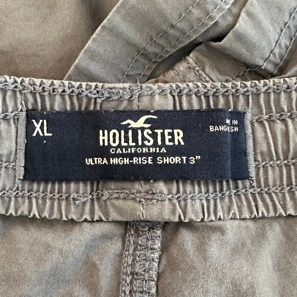 Womens Hollister Slate Blue Ultra High Rise Pull On 3" Cotton Cargo Shorts XL - Picture 4 of 6